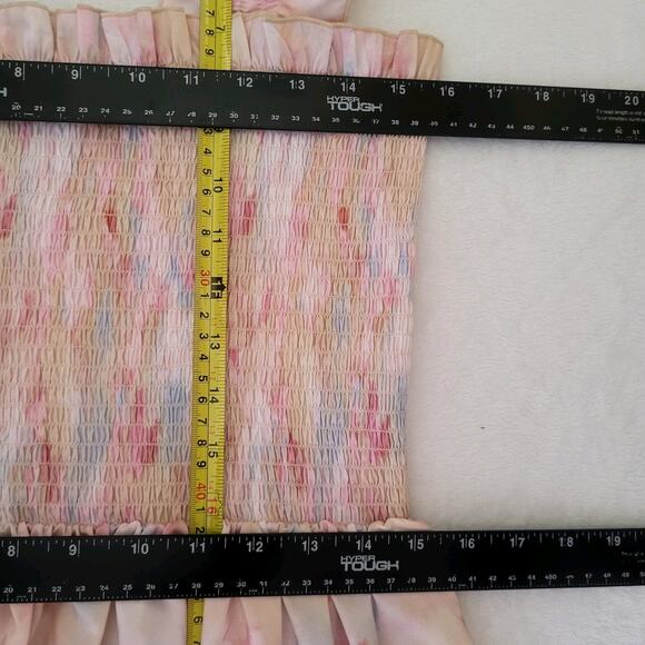 Melloday Sleeveless Pastel Watercolor Tiered Maxi Dress Spring Pockets Sz L NWOT - Picture 7 of 8